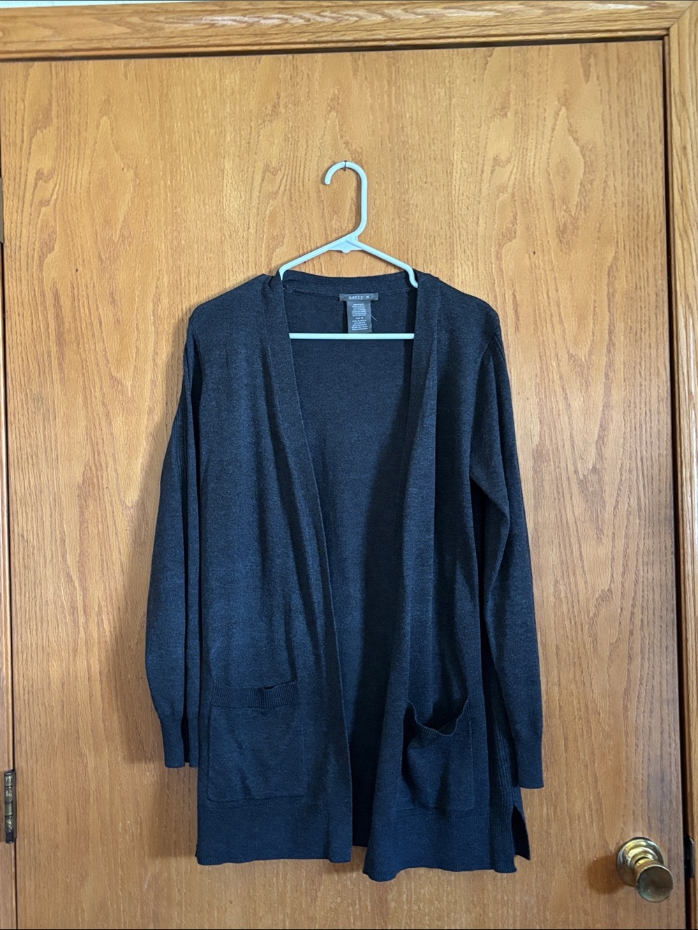 Matty M Black Open-Front Cardigan with Pockets